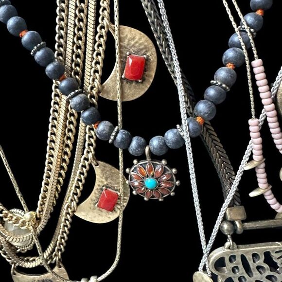 LUCKY BRAND Jewelry 11 Piece Bulk Lot Antiqued Silver Two Tone Turquoise Bracele - Picture 3 of 10